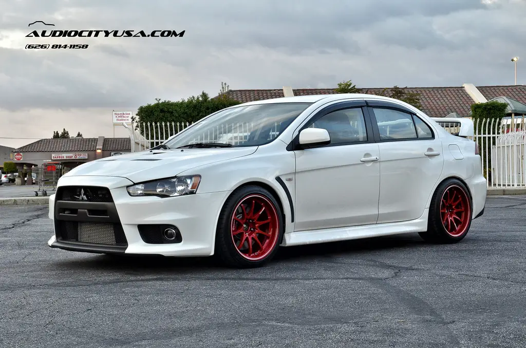 Mitsubishi Lancer Evolution custom wheels Volk Racing CE28RT 18x10.5